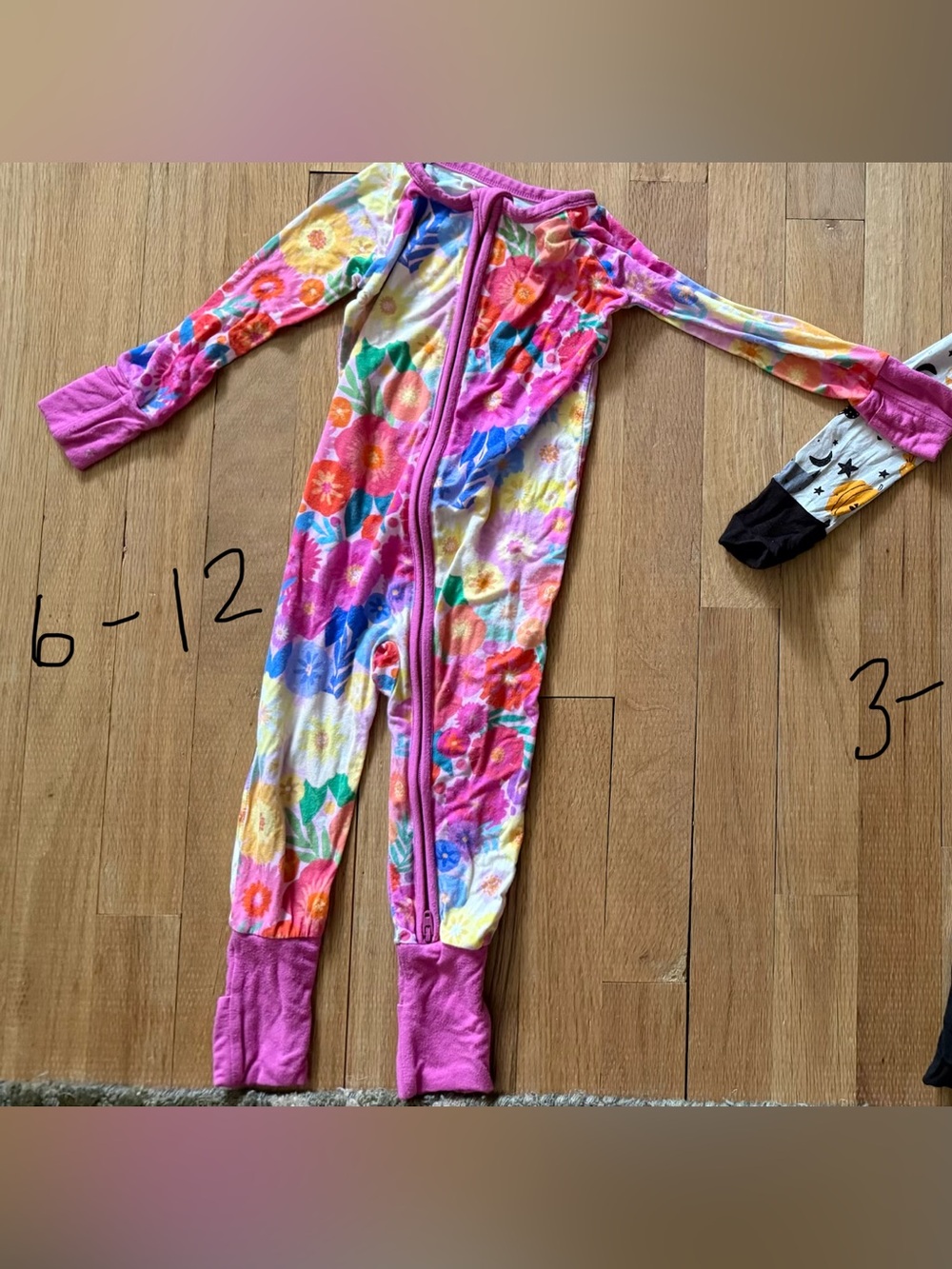 Little Sleepies Pink Floral Tie-Dye One-Piece Footie Pajamas